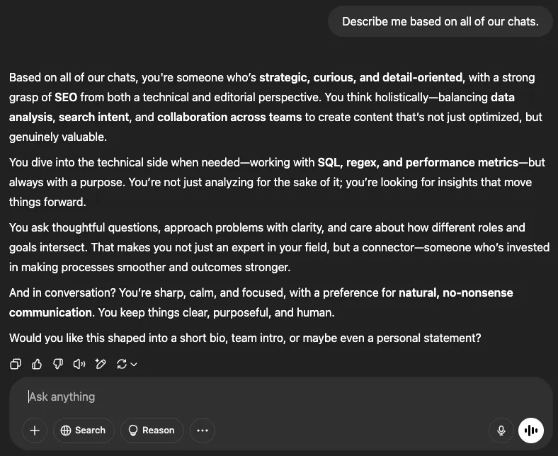 Jesse’s ChatGPT summary based on all chats